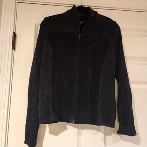 Willi Smith vintage 100% leather shell jacket with knit sleeves L